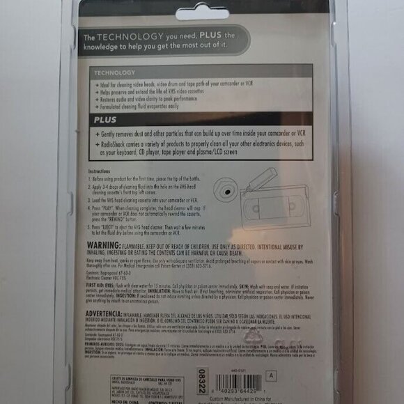 Radio‎ Shack VHS Video Head Cleaning Cassette Solution Tape 44-121 New Sealed - Picture 2 of 2